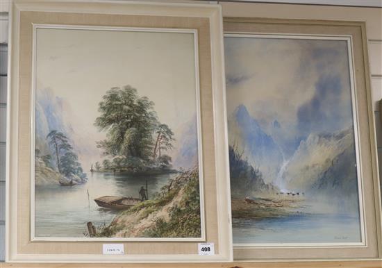 Edwin Earp (1851-1945) pair of watercolours, Loch scenes, signed, 53 x 41cm